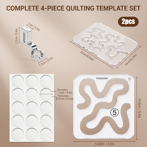 Set de 4 plantillas para quilting con pie prensatela de pata baja miniatura 2