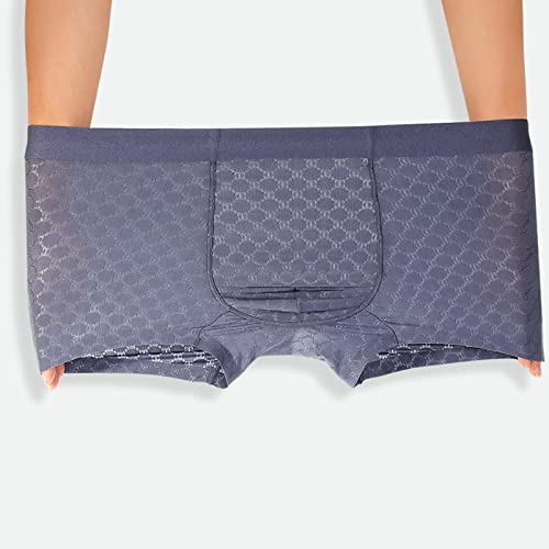 Men Ice Silk Mesh Boxer Briefs Breathable Underwear Cool Ultra-thin Stretch Boxers2
