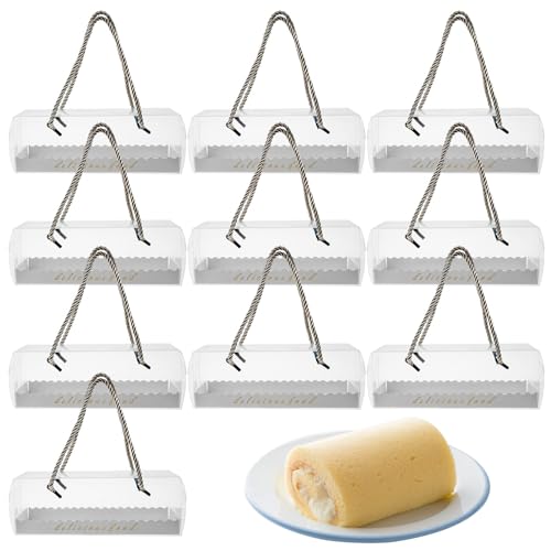Uryxery Boîtes à Gâteaux Rectangulaires Transparentes avec Poignée de Transport, Lot de 10 Boîtes à Cupcakes et à Gâteau en Carton pour Muffins,...