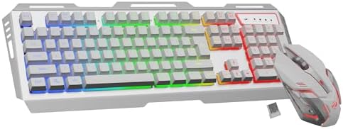 ZEBRONICS Transformer PRO Gaming Wireless Keyboard & Mouse Combo with 2.4GHz, Aluminum Body, Built in Battery, Multicolor LED Modes, Type C, Double Shot Keycaps, up to 4000 DPI (White)