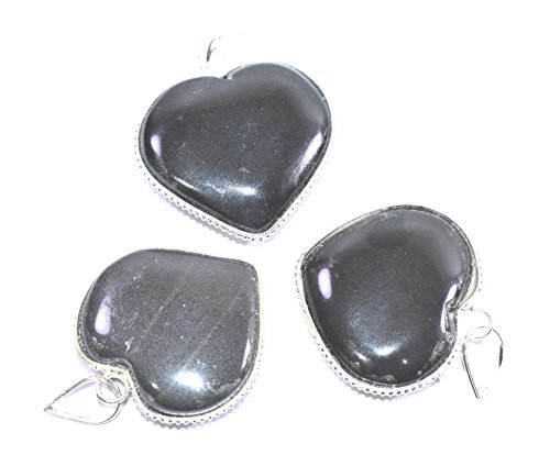 Tourmaline noire en cœur pour lithothérapie et méditation reiki - Lot de 3 pendentifs de protection
