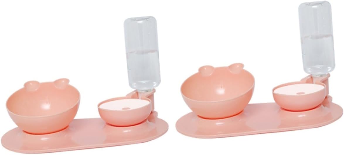 VANZACK 2pcs Pet Double Feeder Neck Automatic Feeding Bowl Non- Design for Food and Water Random Color Practical Pet Feeding Tool