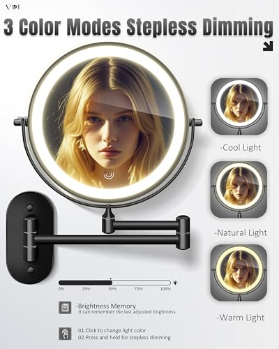 Image of 30X /1X 8 Inch Wall Mounted Magnifying Makeup Mirror with Light for Bathroom