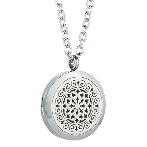 GelConnie Celtic Aromatherapy Essential Oil Necklace Diffuser Pendant Fragrance Jewelry Stainless Steel Locket Perfume Necklace for Women, Lady CSFL059-1