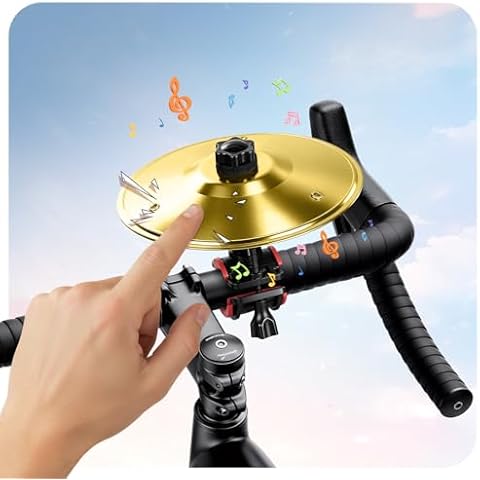 Mini Rotating Bike Cymbal,Funny White Elephant & Christmas Gifts,360° Adjustable Cymbal with Handlebar Clamp, Fits 0.5–1.18in Bars, for Bicycle, Mountain Bike, Scooter & E-Bike Cover