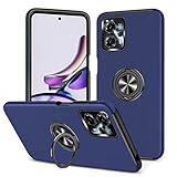 Motorola Moto G13 ケース リング 耐衝撃 TPU+PC バンパーケース モトローラ モト G13 スマホケース 頑丈 スタンド機能 車載ホルダー対応 全面保護 落下防止 防塵 指紋防止 傷防止 衝撃吸収 Motorola Moto G13 用 携帯カバー(青)
