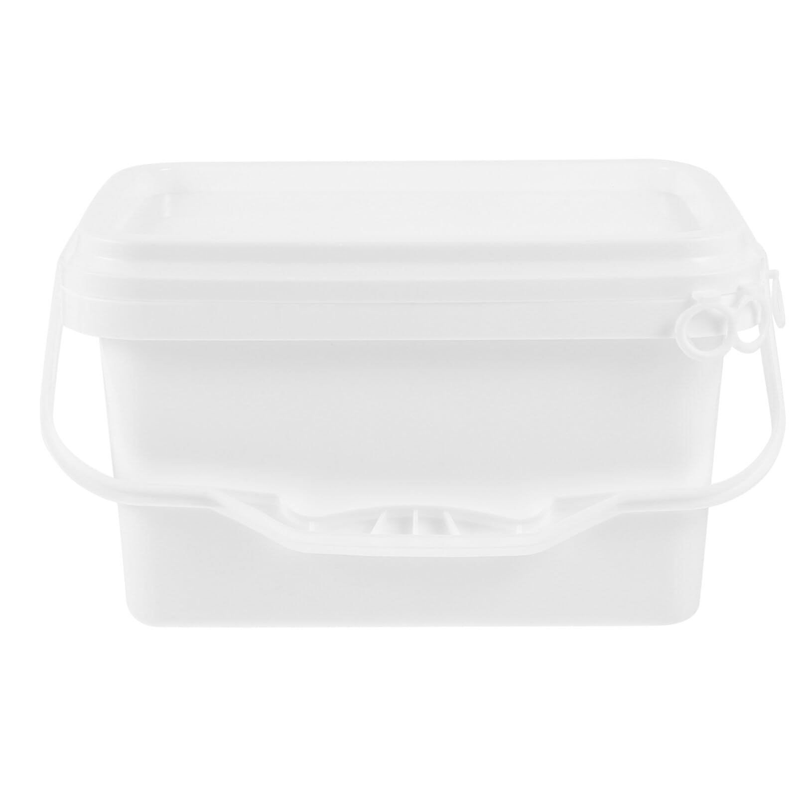 Kichvoe Cubo de pintura con tapa de 0.5 galones de pintura de plástico blanco, cubo rectangular de 2 litros con asa para helado, alimentos, agua