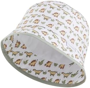Sterntaler Fischerhut Dinos - Jungen Sonnenhut mit Dino Druck - Baby Bucket Hat mit Futter aus Batist (Bio) - Baby und Kinder Sommerhut, weiß, Größe 51