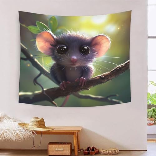 Tapisserie 3D Souris VZOMANLEX pour transformer un mur de chambre vide