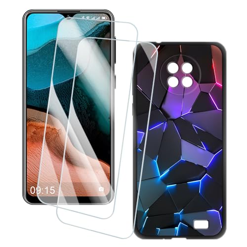 OAGELIM 2�Z�b�g �X�N���[���v���e�N�^�[ + �P�[�X Oukitel C19 (6.49 �C���`) �Ƃ̌݊������� �A�[�e�B�X�e�B�b�N�J�X�^���v�����g�J�o�[�Ƌ����K���X�t�B���� �X�N���b�`�h�~ (�􂯖�)