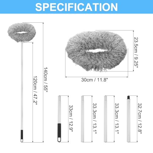 Image of PATIKIL Ceiling Fan Cleaner Duster, 12.9 inch to 47.2 inch, Microfiber Duster Extendable Handle Fan Blade Cleaning Tool Removable Washable for Furniture Blind, Gray