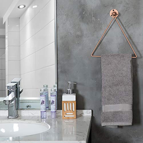 Mygift Modern Metal Triangle Towel Ring | Wall-Mounted Copper-Tone Bathroom & Kitchen Hand Towel Holder #TOP1