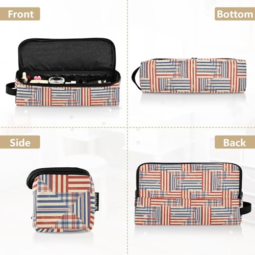 Bolsa de viaje para herramientas de cabello para mujer con almohadilla resistente al calor impermeable, organizador de viaje para planchas, rizadores y accesorios con rayas rojas y azules miniatura 5