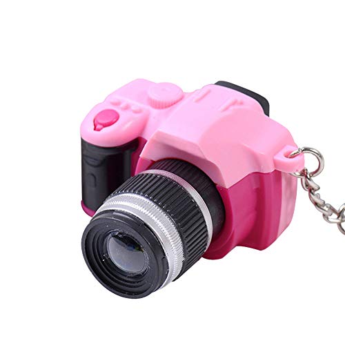 Porte-clés créatif en Forme de Mini Appareil Photo Reflex numérique avec Son et lumière LED, Lampe Torche à LED, Rose