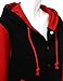 Stylish Color Contrast Long Sleeves Hoodie Varsity Jacket Black Red M