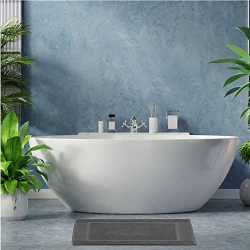White Classic Luxury Bath Mat Floor Towel Set - Absorbent Cotton Hotel Spa Shower/Bathtub Mats [Not A Bathroom Rug] 22"X34" | 2 Pack | Gray #TOP1