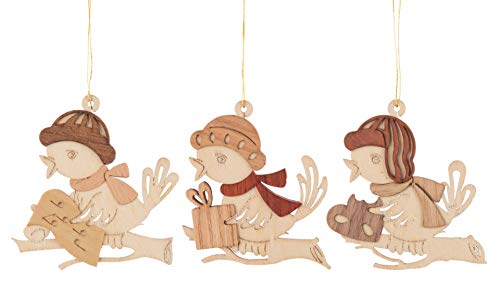 Oiseaux d'hiver pour sapin de Noël, suspension Hannusch 6 x 8 cm - 2