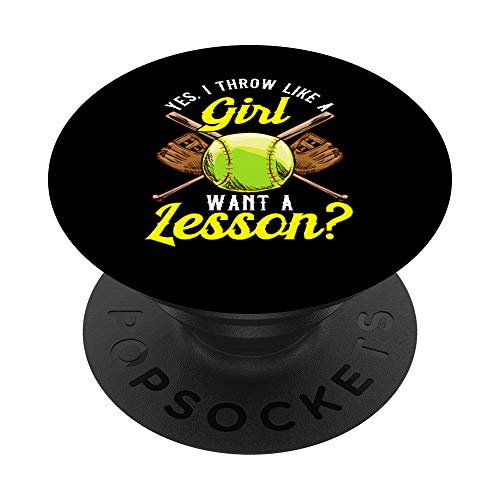 Yes I Throw Like a Girl Want a Lesson? Softball Pitcher Pun PopSockets Agarre y Soporte para Teléfonos y Tabletas