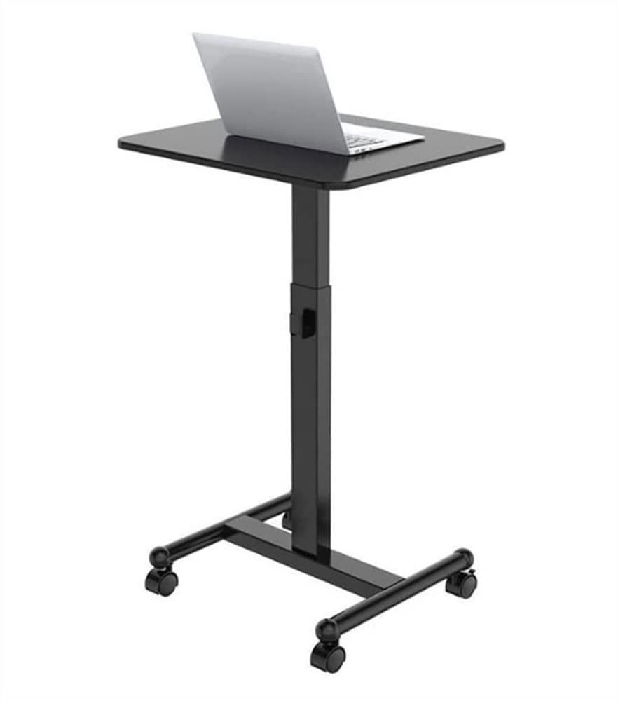 MYUYEE Mobile Standing Desk, Pneumatic Height Adjustable Laptop Table, Rolling Laptop Desk, Portable Sit Stand Desk