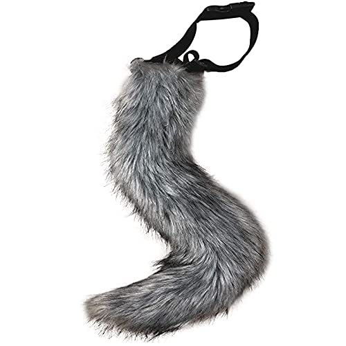Haoan Furry Fox Mask Wolf Fox Tail And Paw Gloves Set Adult Cat Halloween Mask Cosplay Animal Party Costume (Gray) #TOP5