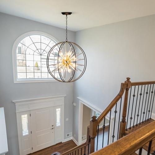 Image of Vezzio Black and Gold Crystal Chandelier for Dining Room Kitchen Island