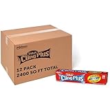 Saran Cling Plus Clear Plastic Wrap, Bulk Food Storage, Easy Dispense, 2,400 Sq Ft Roll