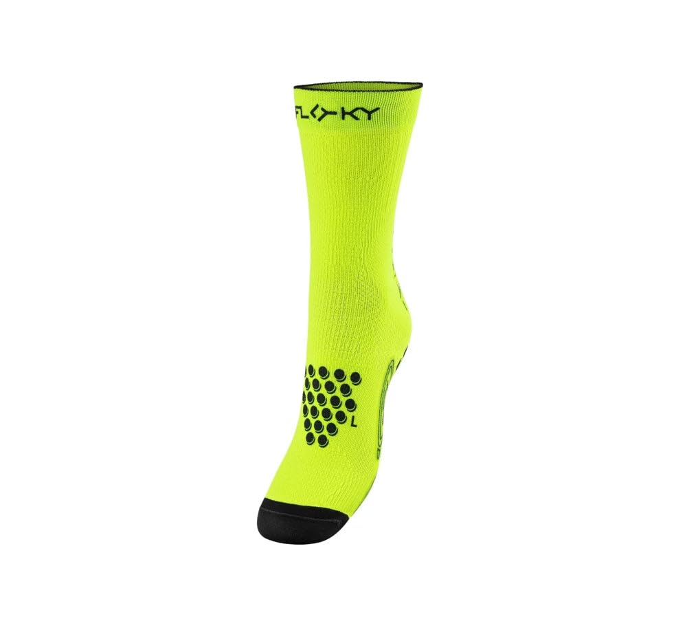 Floky Unisex Yellow Neon S-Mash 2.0 Biomechanical Tennis And Padel Socks, Anti-Slip Ankle Protection And Achilles Tendon, Xs-S