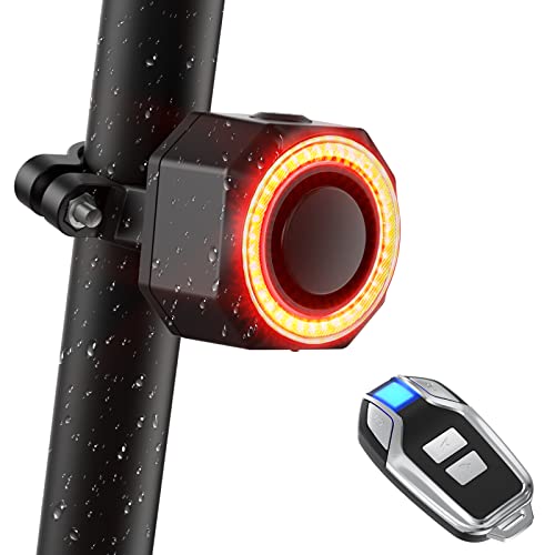 Feu Arrière Vélo antivol Alarme antivol Vélo Étanche tail light, Intelligent avec Alarme Antivol Télécommandée, 4 Modes d'éclairage/3 Sonneries/Eclairage Velo Rechargeable étanche,Convient aux Vélos Cover