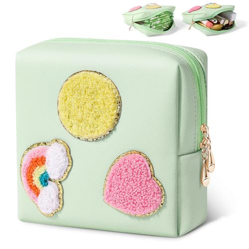 Image of Period Bag for Teen Girls Shark Week Pouch Portable Sanitary Pad Bags for Period Teen Period Pads Pouch for Panty Liners, Tampons, Menstrual Cup - Mint