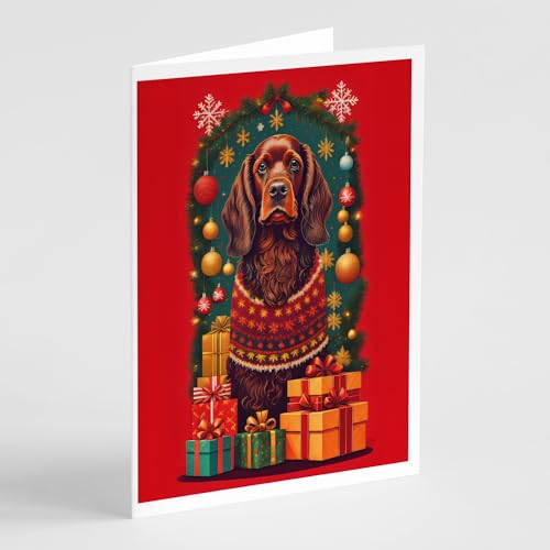 Caroline's Treasures DAC3085GCA7P Field Spaniel Holiday Christmas Greeting Cards Pack of 8 Blank Cards with Envelopes Whimsical A7 Size 5x7 Blank Note Cards