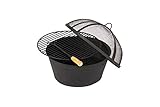 HARTMAN Jamie Oliver runder Tischgrill bzw. Eisbehälter aus hochwertigem Aluminium in grau, praktischer Grillrost aus Gusseisen, für den Grilltisch geeignet, Ø 42 cm, langlebig, korrosionsbeständig