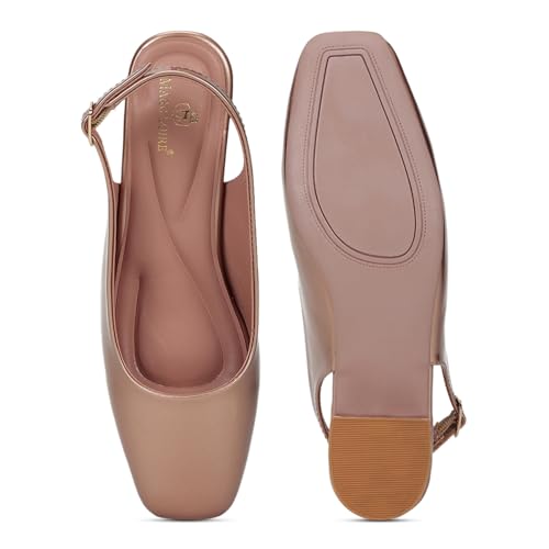 Image of Marc Loire Women Square Toe Solid Block Heel Pumps for Office, Party and Formal Wear