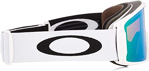 Image of Oakley Men's Line Miner Snow Goggles, Matte White, Prizm Jade Iridium, Large