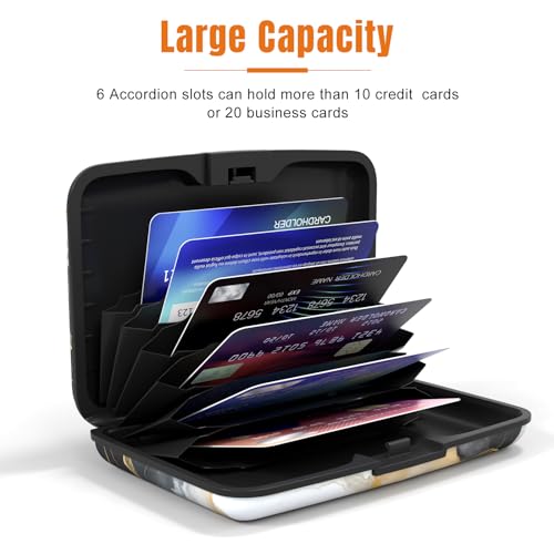 Image of Rimilak Aluminuml Credit Card Holder, Mini Credit Card Wallet RFID Blocking Slim Metal Hard Case for Women Men, Grey Black Mable