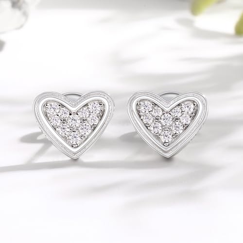 925 Sterling Silver Round Cubic Zirconia Stud Earrings 18K White Gold Plated Hypoallergenic for Sensitive Ears3