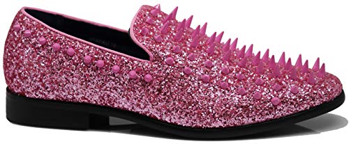 Image of SPK16 Men's Vintage Spike Dress Loafers Slip On Fashion Shoes Classic Tuxedo Dress Shoes