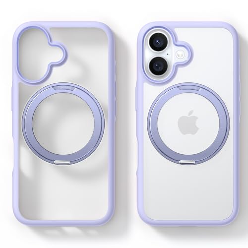 Image of TORRAS R Fusion Case Compatible with Wireless Charging iPhone 16, Magnetic Ring Charging, Protective Cover with Military Grade Protection Black (Purple)