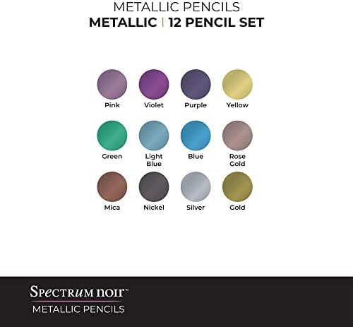 Spectrum Noir Metallic Art Sketching Drawing Colouring Pencils, Multicolours, Pack of 12, Wood, 12 Count (Pack of 1)