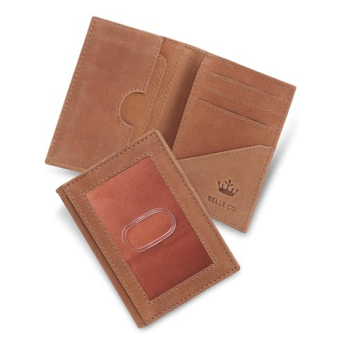 Image of Genuine Leather Bifold RFID Blocking Slim Stylish Credit Debit ATM Card Holder Wallet for Men Women (Tan Brown)