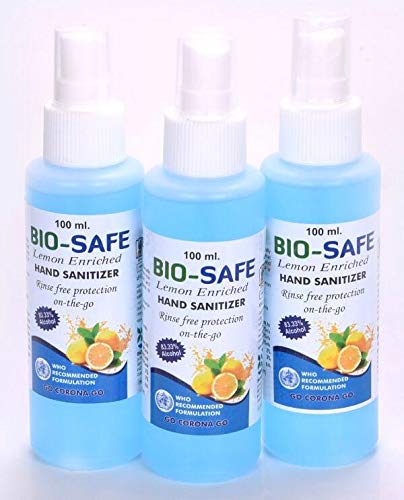 BIO SAFE 80% Alcohol Hand Sanitizer WHO recommended Formula Lemon Enriched - 100 ml (pack of 3) (B08MCJ8522) Amazon Price History, Amazon Price Tracker