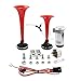 Produktbild GAMPRO 12V 135db Dual Trompete Air Horn Kit mit zwei Trompeten und Kompressor für LKW Auto SUV RV Van Boot oder andere 12 V Fahrzeuge (rot)