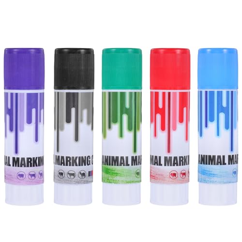 IWOWHERO 5 Piezas Crayones de Cera para Marcar Animales Resistentes al Agua para Identificación Clara de Ganado como Cerdos Vacas y Cabras Granjas