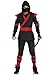 Leg Avenue Men's 5 Pc Ninja Costume with Shirt, Pants, Belt, Face Mask, Hood, Black/Red, X-Large