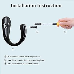 Gutapo Coffee Cup Hooks 20pcs Black Hooks Door Wall Closet Mounted Single Hook Hangers for Robe Coat with 46pcs Screws