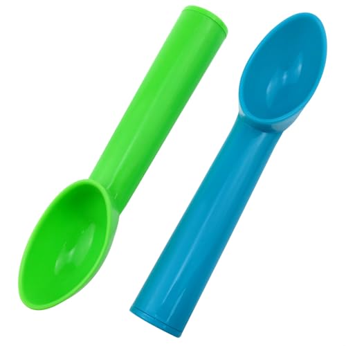 Xhziy 4pcs Plastic Ice Cream & Fruit Scoop, 7.2*1.2inch, Orange, Green, Blue, Pink - Thumbnail 2