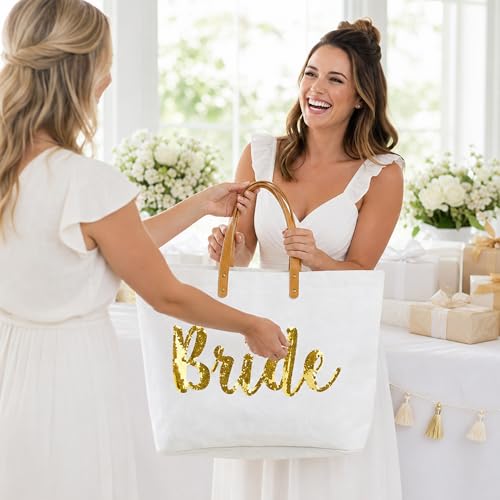 Mud Pie Bride Tote Bag con asas de cuero vegano miniatura 3