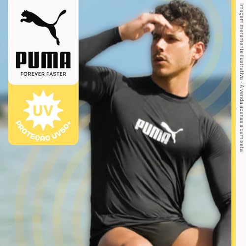 PUMA Camiseta Térmica Proteção Solar UV50+ Segunda Pele Lisa Masculina Adulto, Preto, G