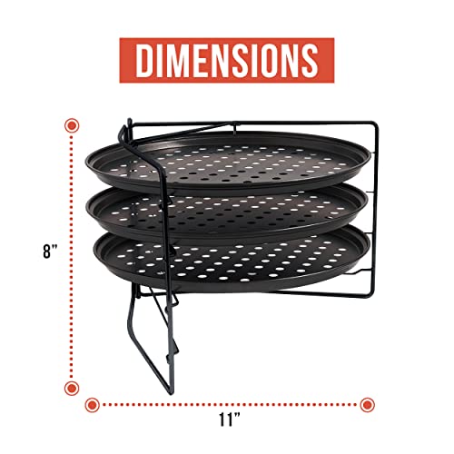 Chef Pomodoro Pizza Baking Set with 3 Pizza Pans and Pizza Rack, (28cm Pans), Non-Stick Perforated Pizza Trays for Oven, Pan with Holes, Pizza Pan for Oven, Barbeque, Bakeware Supplies - Image 2
