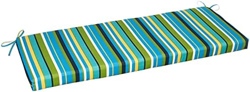 Pillow Perfect Outdoor/Indoor Topanga Stripe Lagoon Bench/Swing Cushion, 1 Count (Pack of 1), Blue