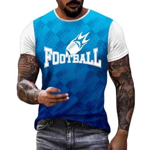 Genérico Camisetas Faja Hombre Men's Short Sleeves Summer Fashion Personality Casual Football Rugby Casual T Shirt Sports Short Sleeves Camisetas Interior Invierno Hombre (B-Blue, L)